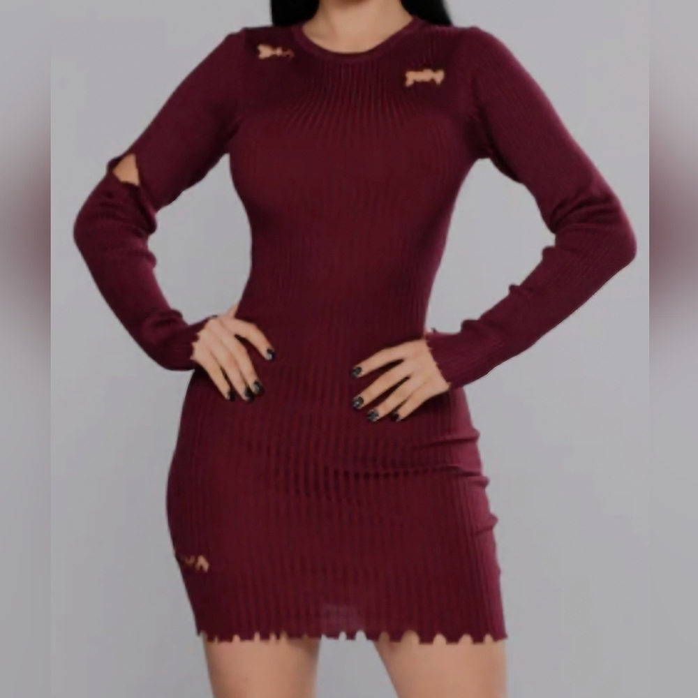 Elegant Burgundy Knit Dress size Large